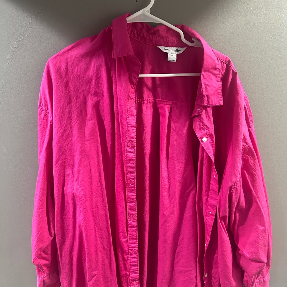 Vibrant Pink Button-Up Shirt